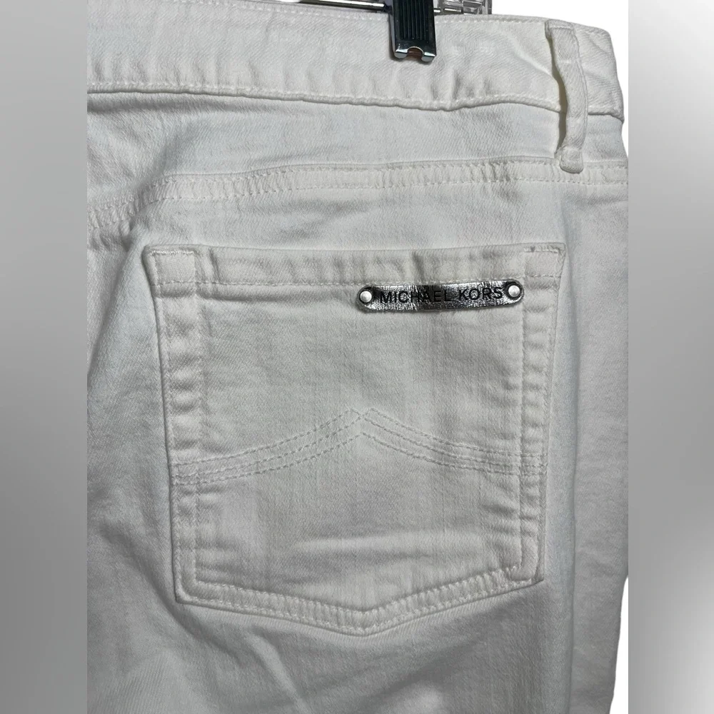 Michael Kors‎ jeans size 14 white stretch cropped frayed ankle jeans 💙💙